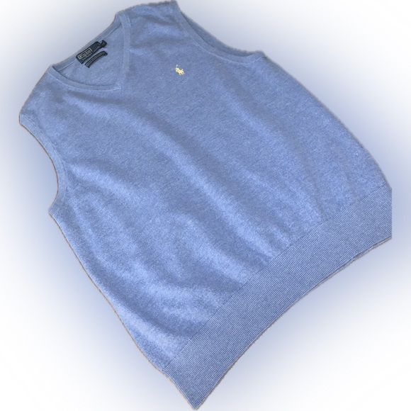 Ralph Lauren Cashmere Cotton Light Blue V-Neck Knit Sweater Vest XL - Picture 4 of 8